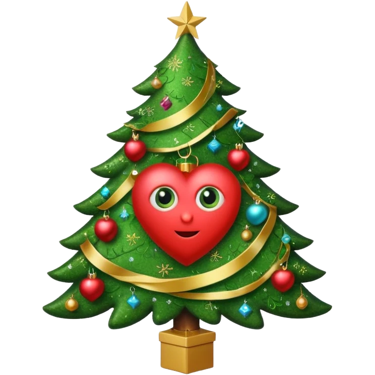 Christmas tree with eyes in shape of heart emoji
