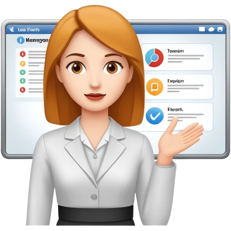 a women doing presentation with PPT in the background emoji