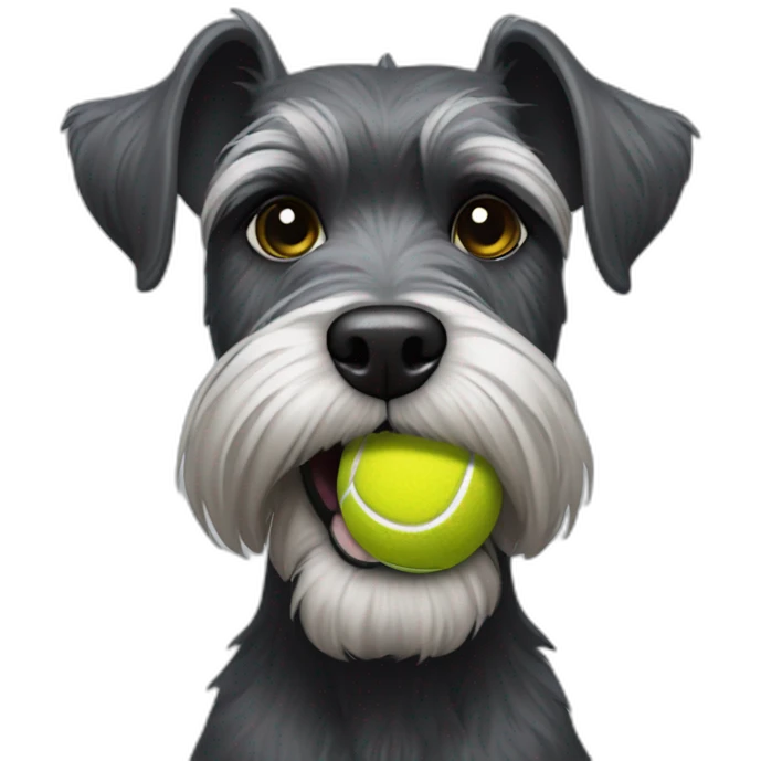 Full body schnauzer tennis ball in mouth emoji