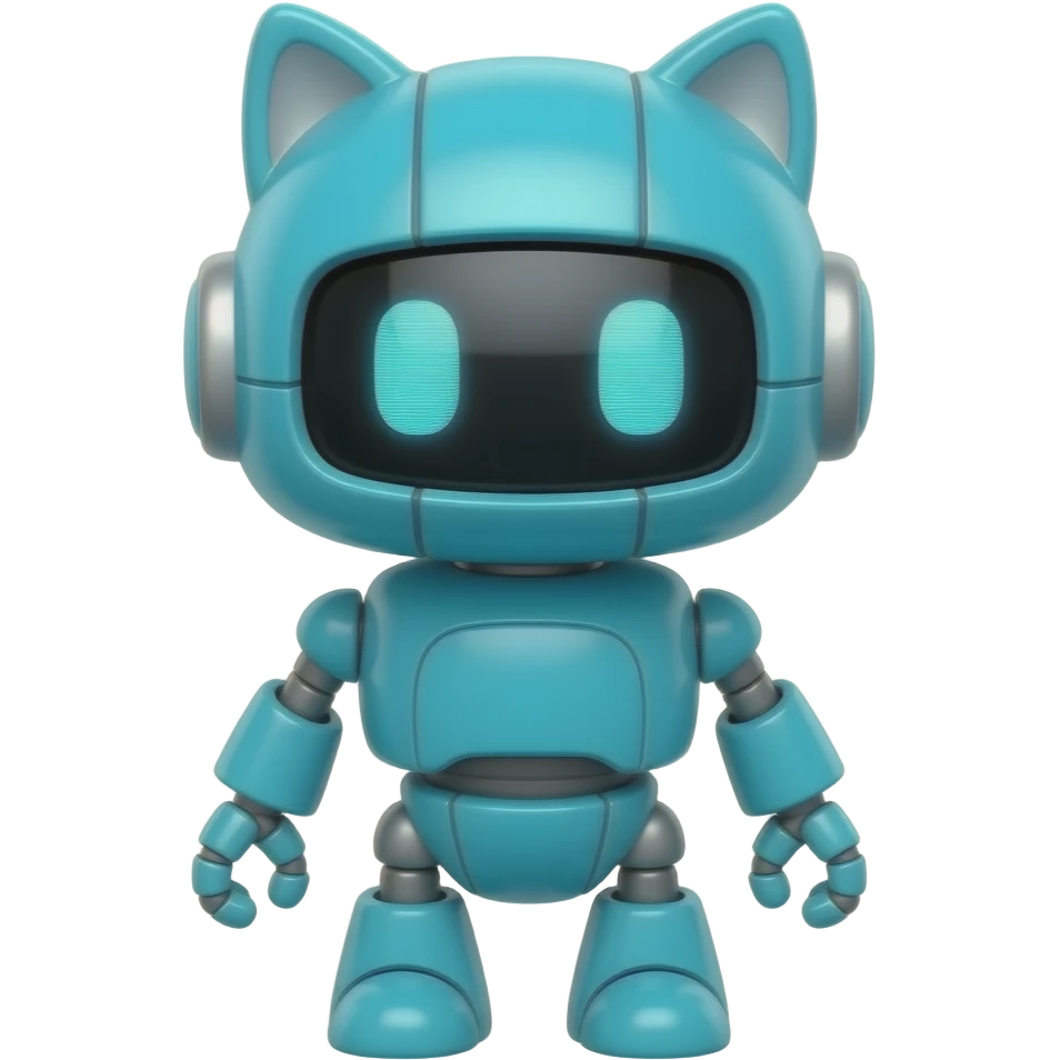 Cat-shaped cyan,Toy Robot. emoji