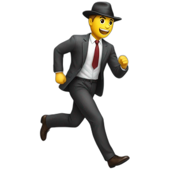 man in business suit and hat running to the left emoji
