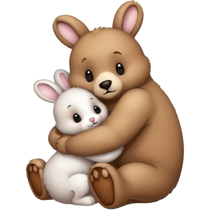 Bunny and bear hugging emoji