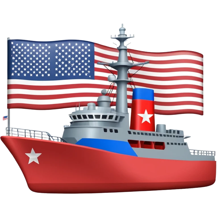 generate a very realistic American modern war ship with little flag emoji