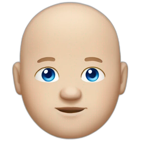 Chubby bald guy with blue eyes emoji