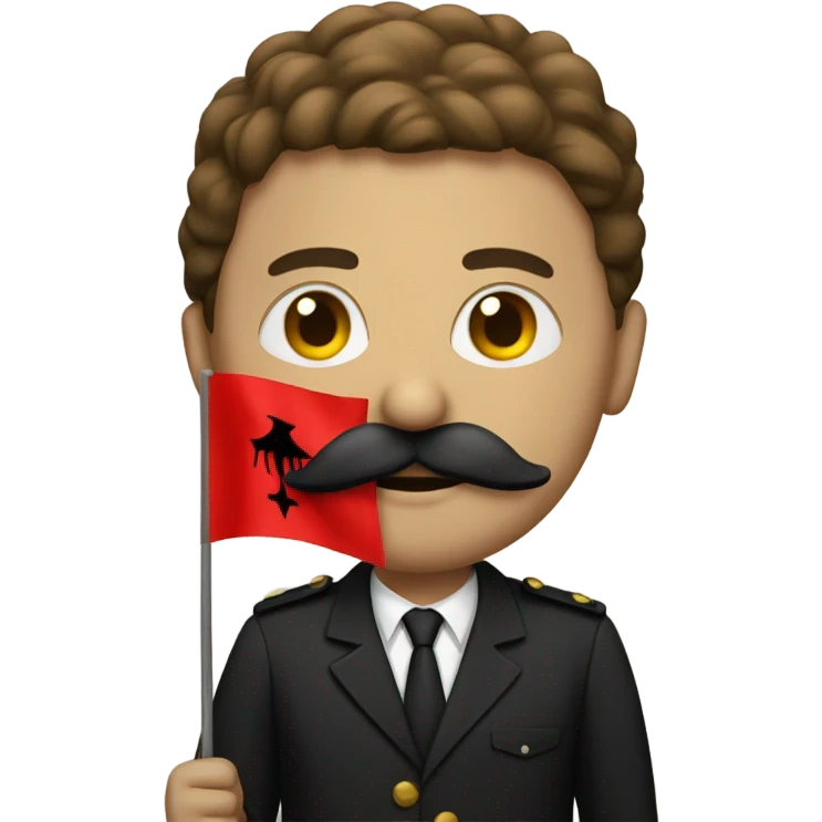 a guy with mustache holding a albanian flag emoji