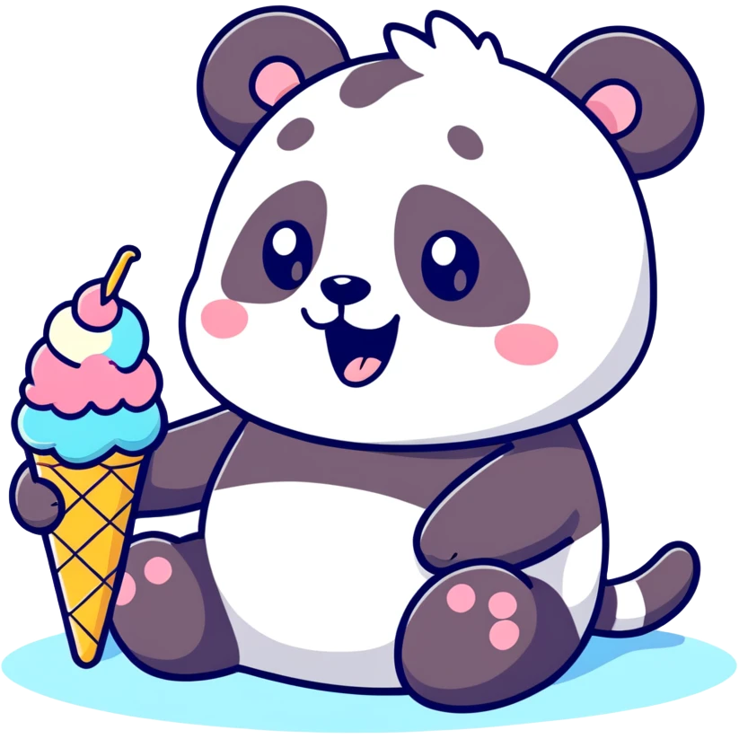 Panda eating ice cream emoji