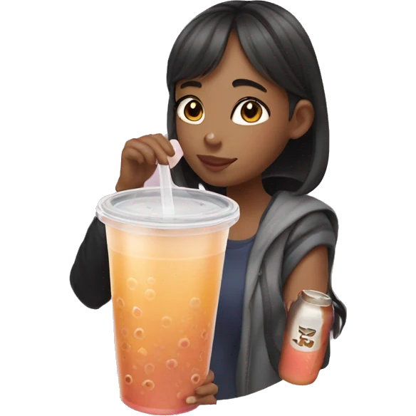 A girl drinking bubble tea emoji