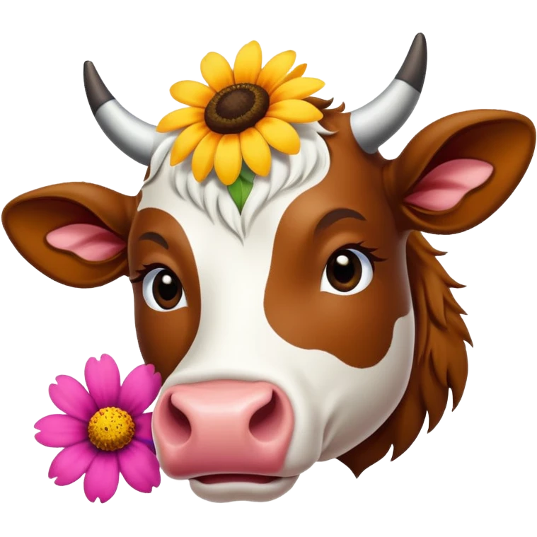 Pretty flower getting eaten by a cow emoji