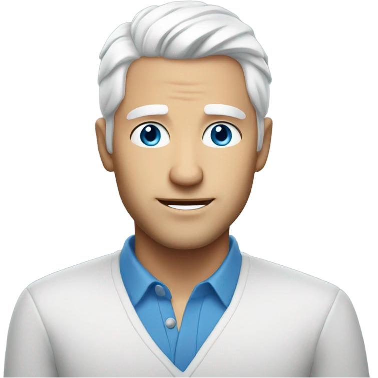 handsome man with white hair, blue eyes emoji