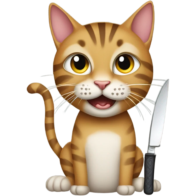 tabby cat with knife emoji
