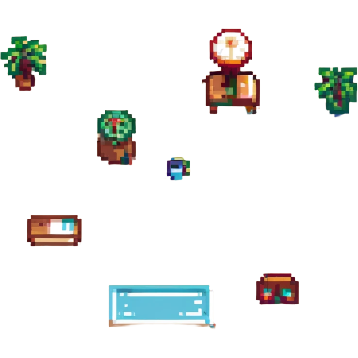 vacaciones en la playa, sombrilla, mar, sol, ambiente retro, estilo pixel art emoji