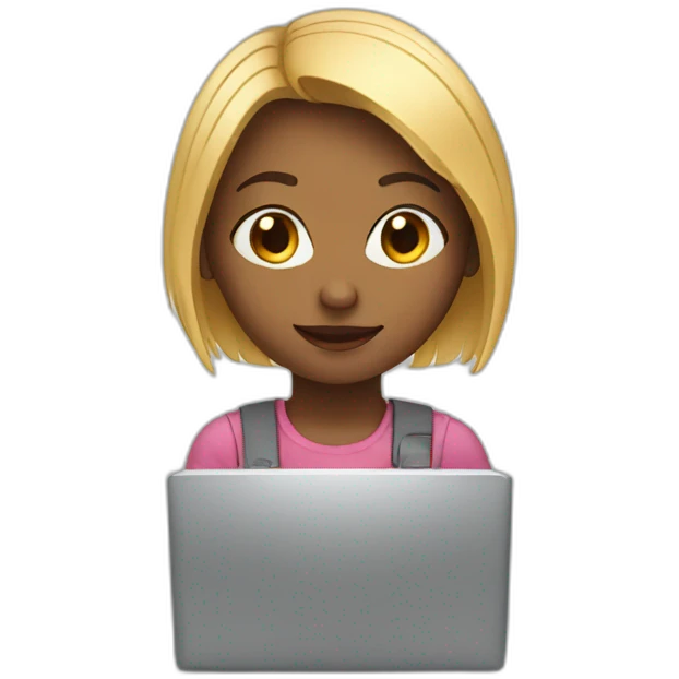 a cute young woman who uses a computer emoji