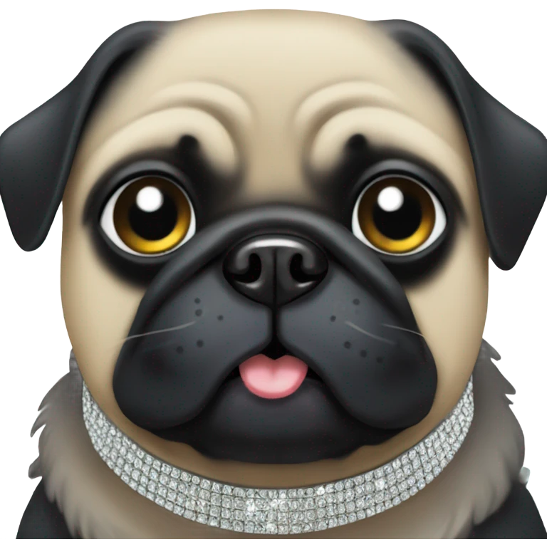 Black pug with rhinestone collar  emoji