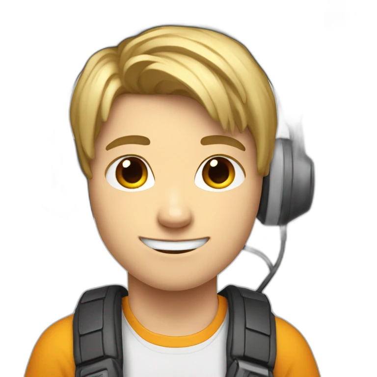 A 13-year-old white boy who is a gamer and has headphones on his ears emoji