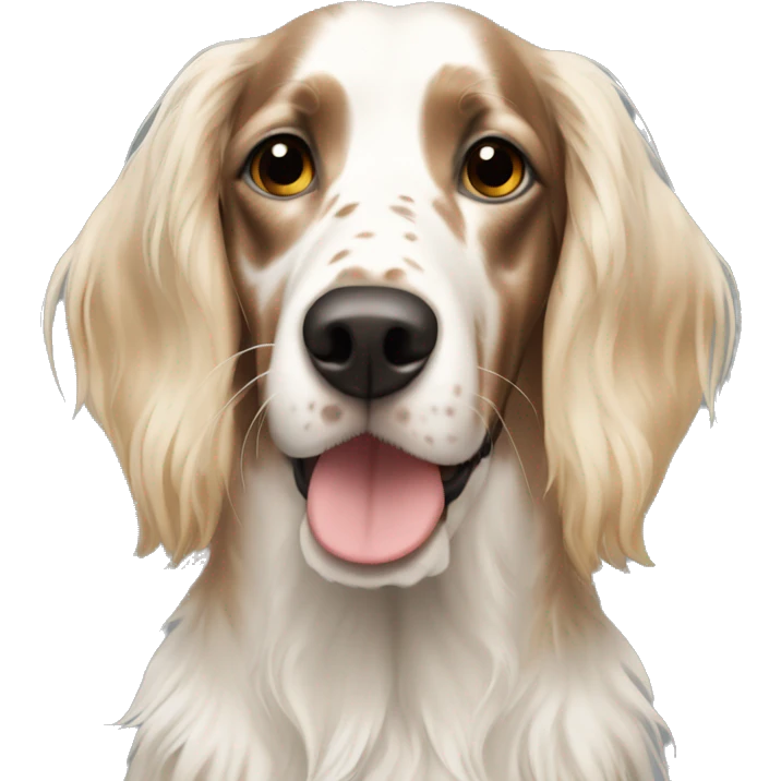 Blonde girl with white and Brown english setter portrait emoji