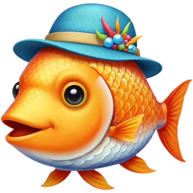 un pez con un gorro emoji