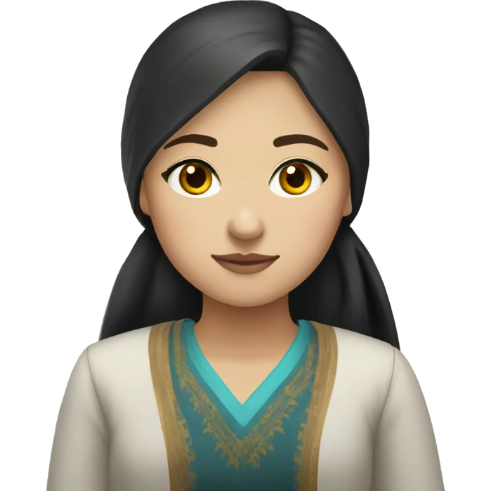 Kazakh-student-girl-black eyes-national clothes emoji