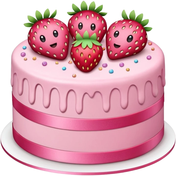 Strawberry puns cake with sparkles  emoji