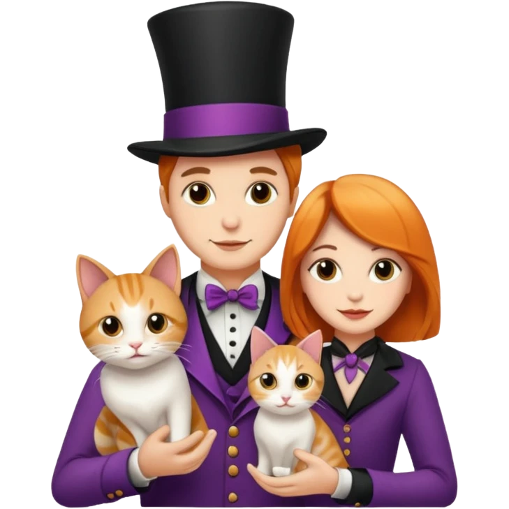 magician couple and their pet cat emoji