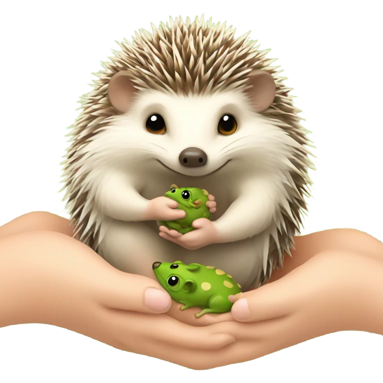 Hedgehog holding a frog emoji