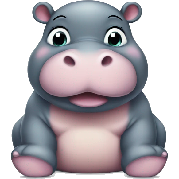 chubby baby hippo with a belly emoji