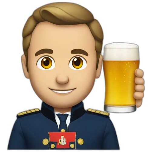 Macron drink beer emoji