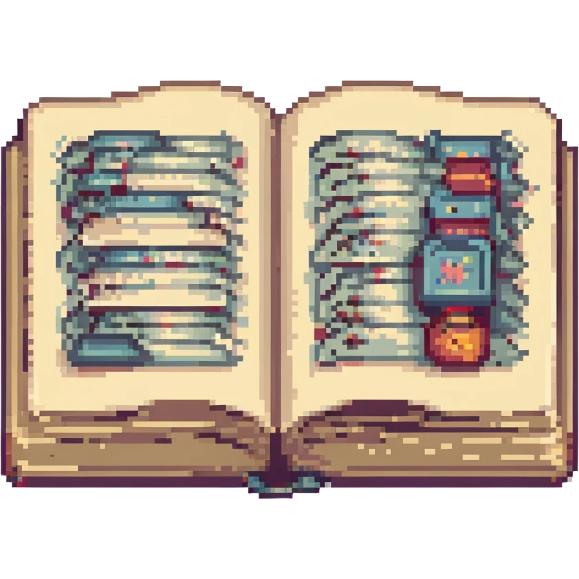 an open book, pixel art style emoji