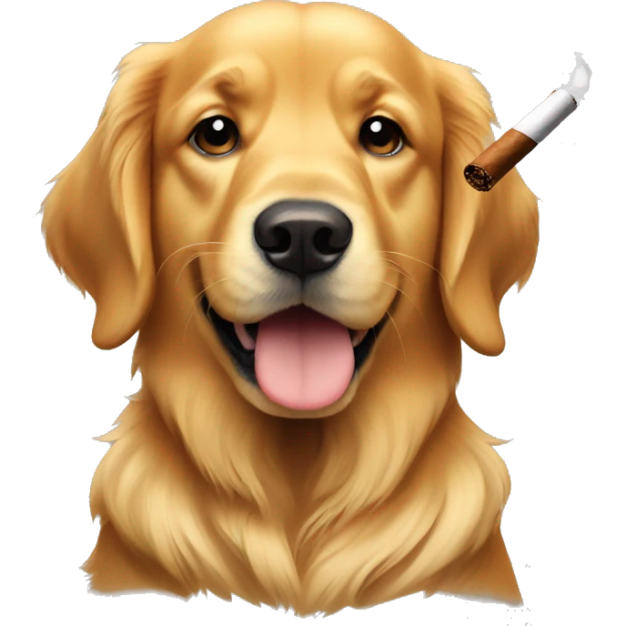 A Golden retriever smoking a cigar emoji