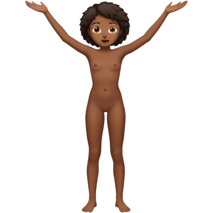 Full body nude adolescent black girl with actual black colored skin standing with legs spread wide open emoji