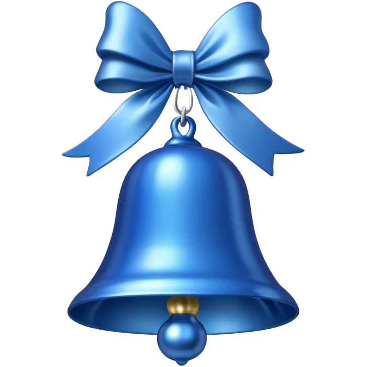 shine blue christmas bell with white ribbon emoji