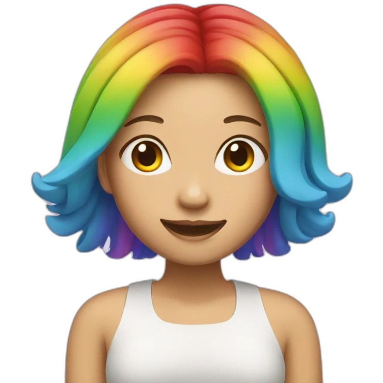 Chinese lady with rainbow hair emoji