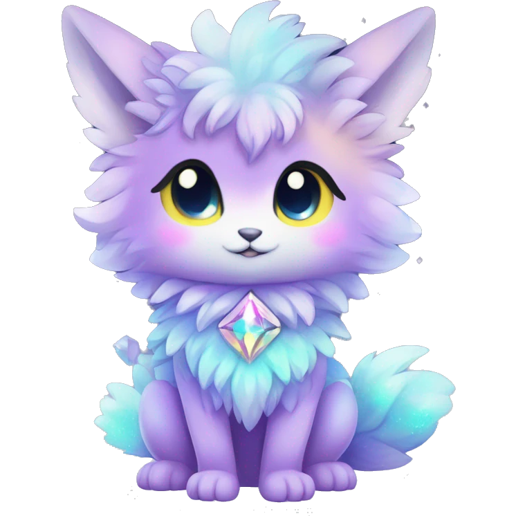Shiny Sparkly Colorful Fluffy beautiful fantasy Kawaii Ethereal Anthro Sona Nebula-Crystal-Fakemon-animal Full Body emoji