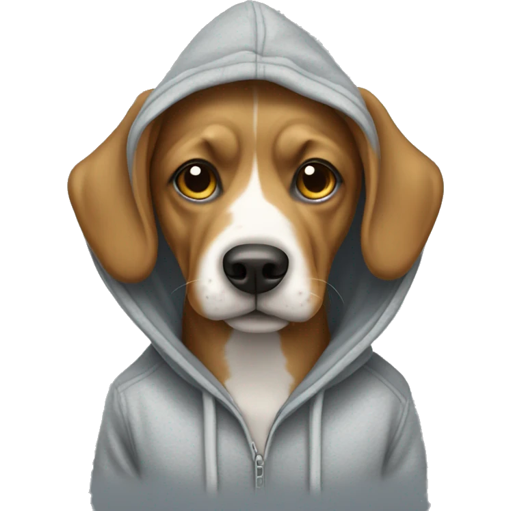 Doodle dog wearing a hoodie emoji