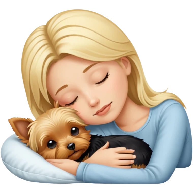 blonde girl sleeping with yorkie emoji