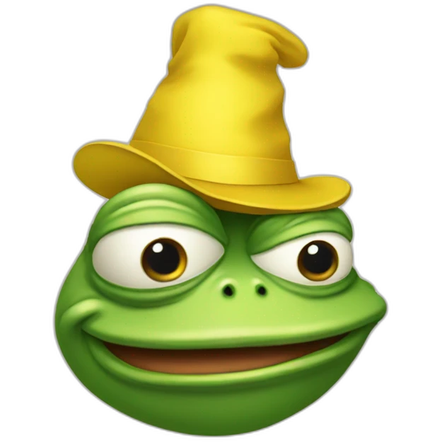 pepe the frog wearing a yellow party hat emoji
