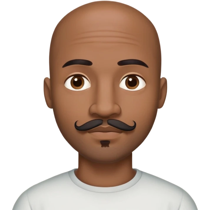 Oxumarê as a 37-year-old bald Black man with smooth oval head, indigenous facial features, mustache with goatee (no facial hair on sides of face), contour from chin to lips, and a mole on left side below lip emoji