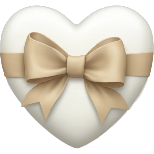 white heart with beige bow emoji