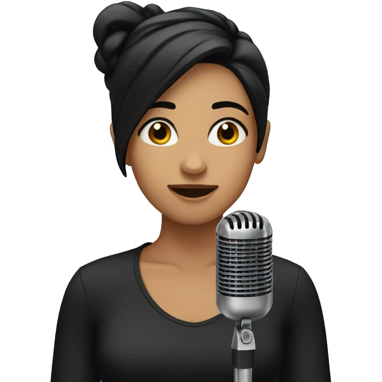 Girl with black hair singing  emoji