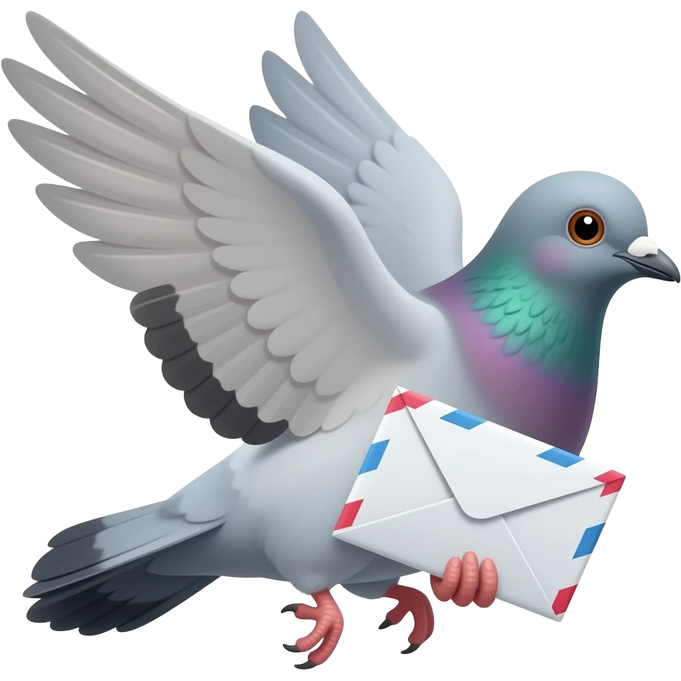 pigeon flying with email emoji