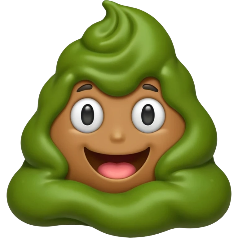 AI slop emoji full body green goopy shaped like poop emoji silly face emoji