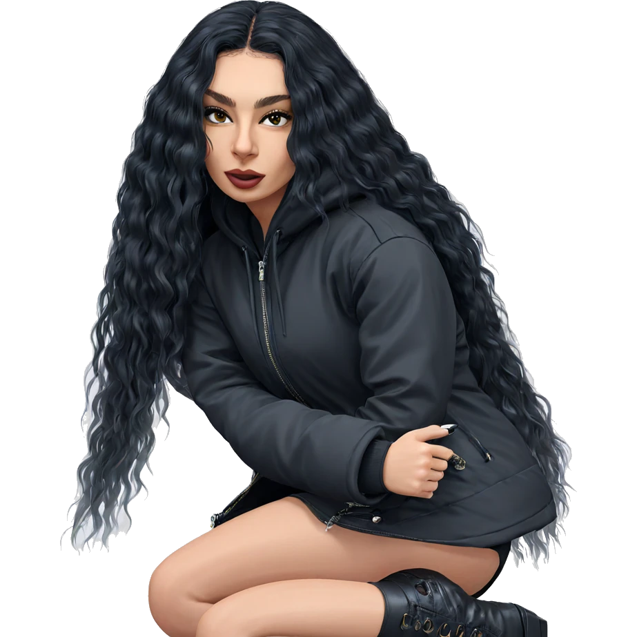 girl in black jacket emoji