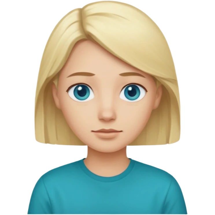 Change emoji of  blonde blue eyed  with Teal shirt (not the purple one) dont change other features emoji