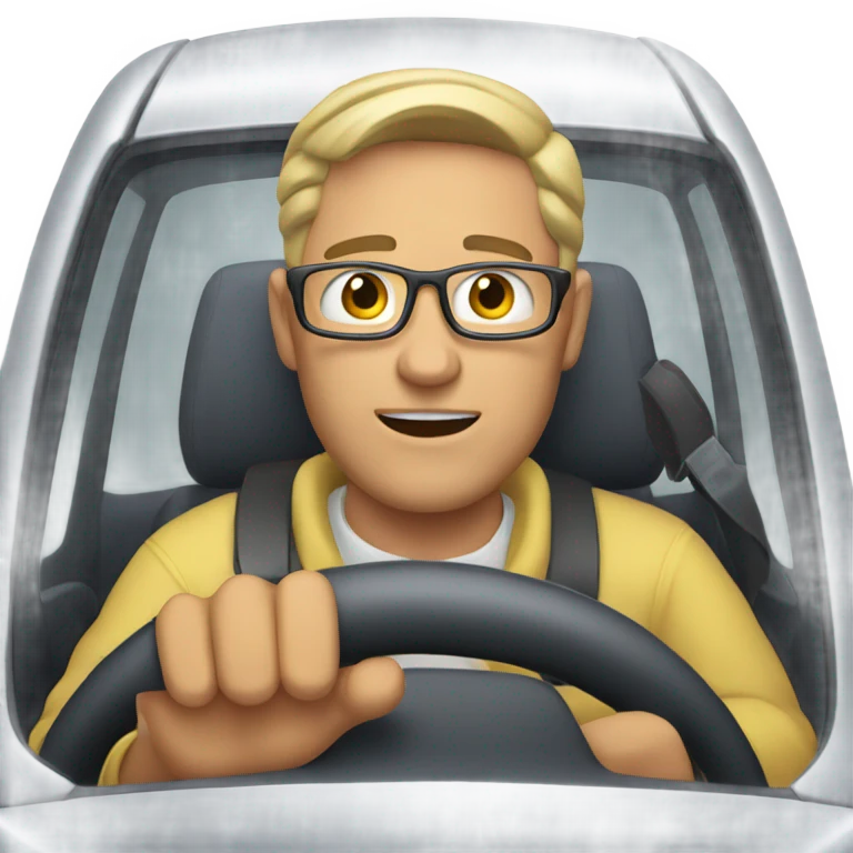 dad driving with phone in hands emoji