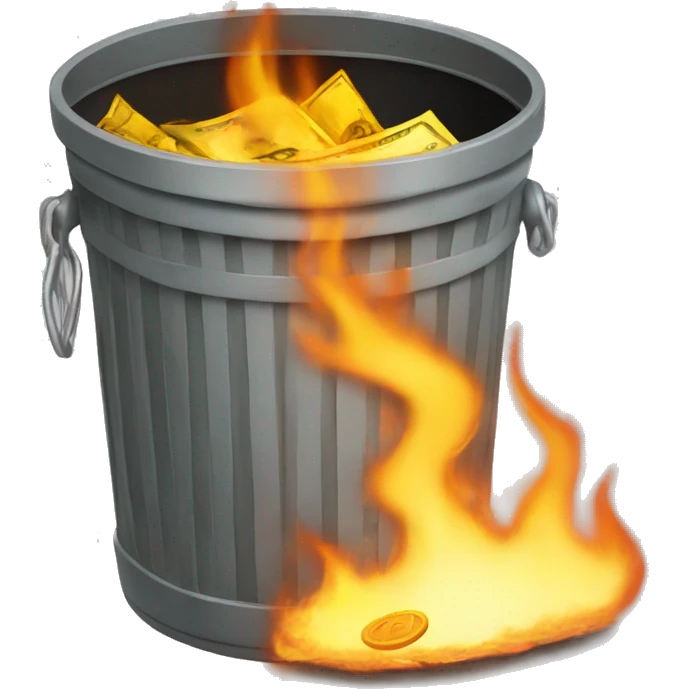 Money burning in trashcan emoji
