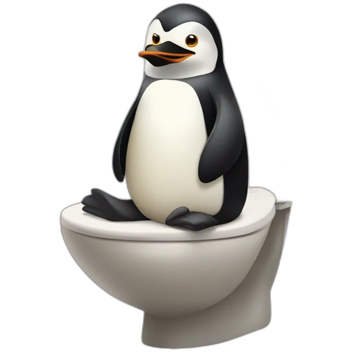 Pinguin sit on a toilet emoji