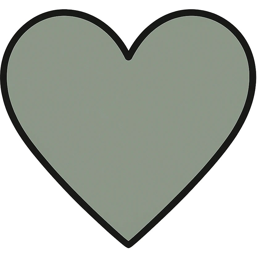 sage green heart, minimal, soft edges emoji