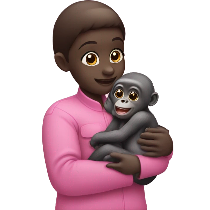 pink patting with a baby gorilla emoji