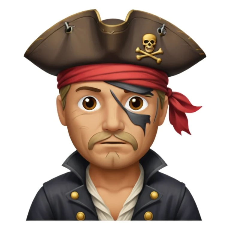pirate with eye sailing a ship in strome sea background emoji