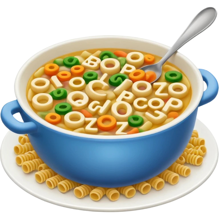 soup with letters inside spelling SEO emoji
