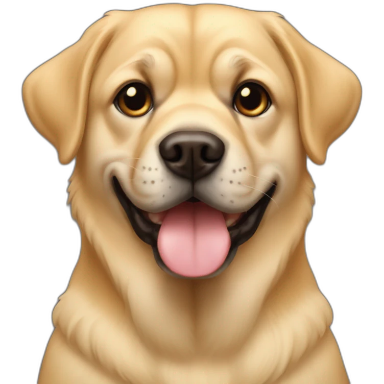 golen retriever with a pug face emoji